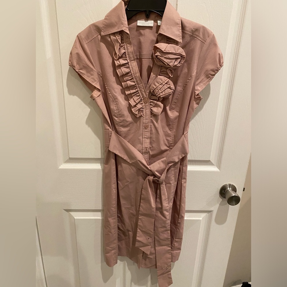 Pink Ruffle Shirt Dress
